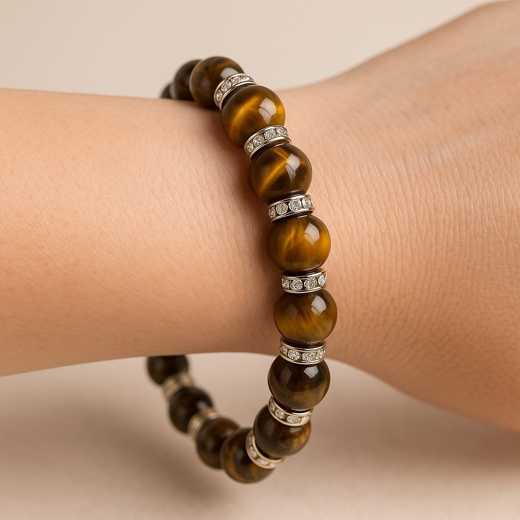 Golden Guardian Set - Tiger’s Eye Feather Earrings & Bracelet