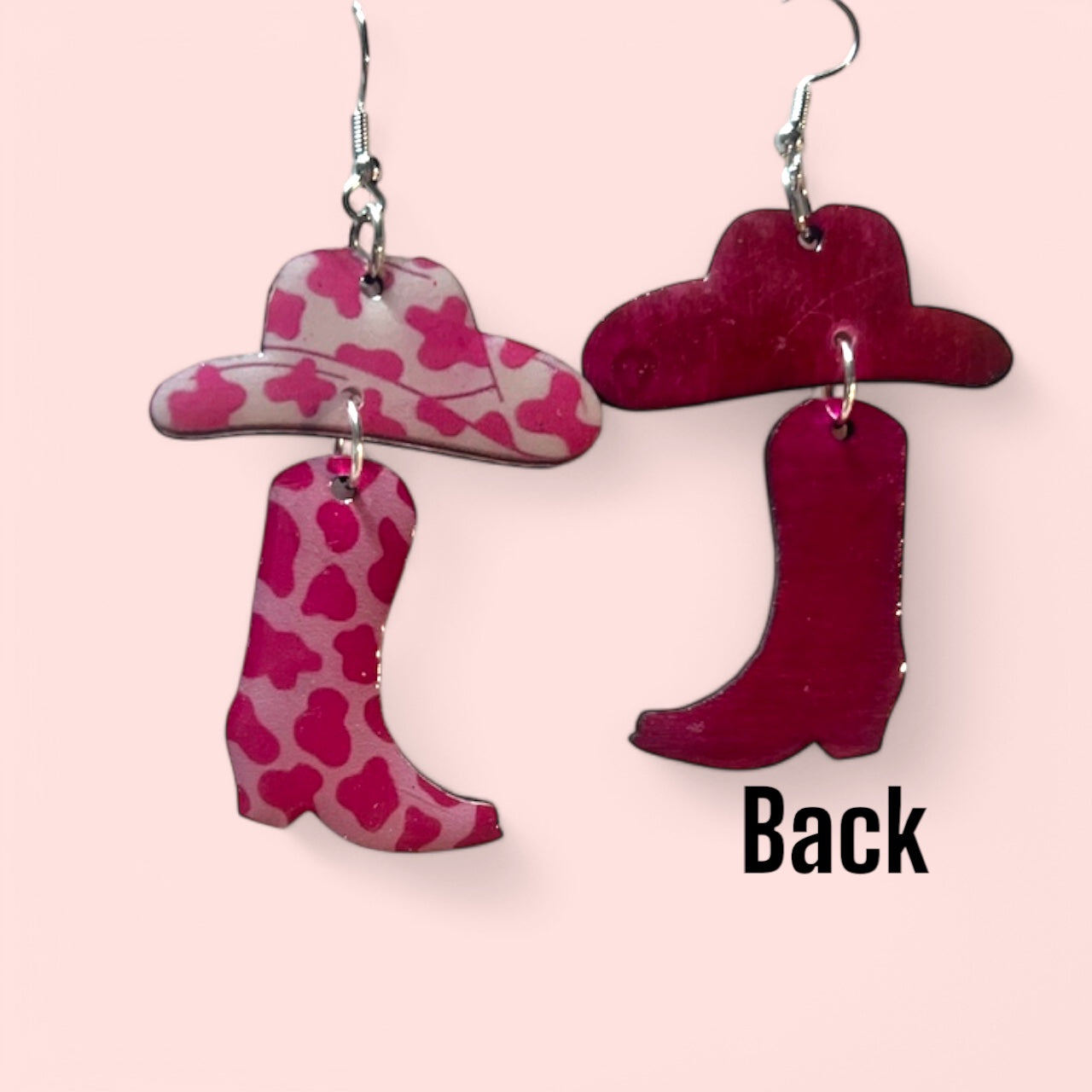 Pink Cowgirl Collection – Handmade Hat & Boot Dangle Earrings