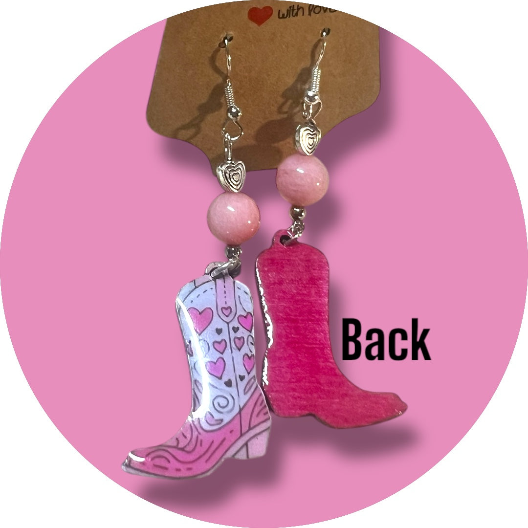 Pink Cowgirl Collection – Handmade Hat & Boot Dangle Earrings