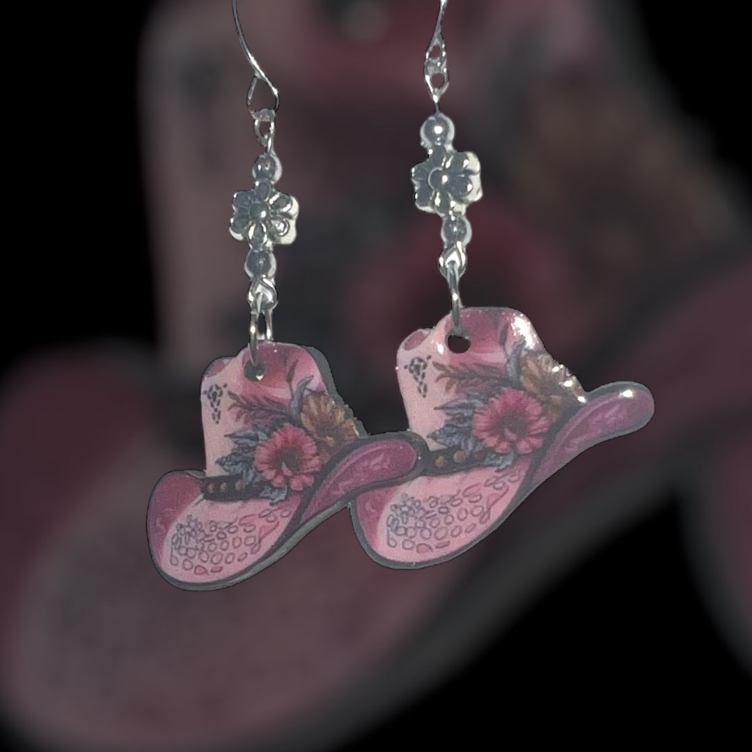 Pink Cowgirl Collection – Handmade Hat & Boot Dangle Earrings