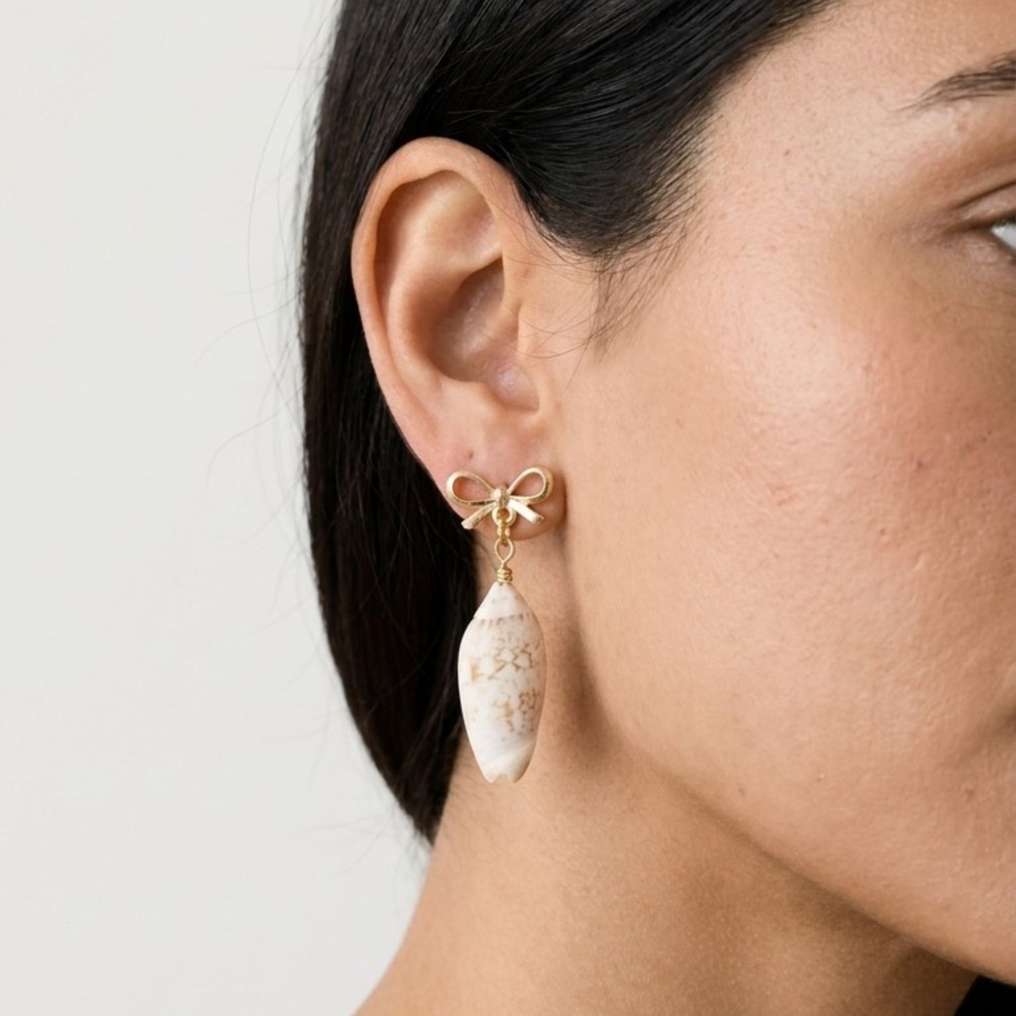 Coastal Cowrie Bow Earrings
