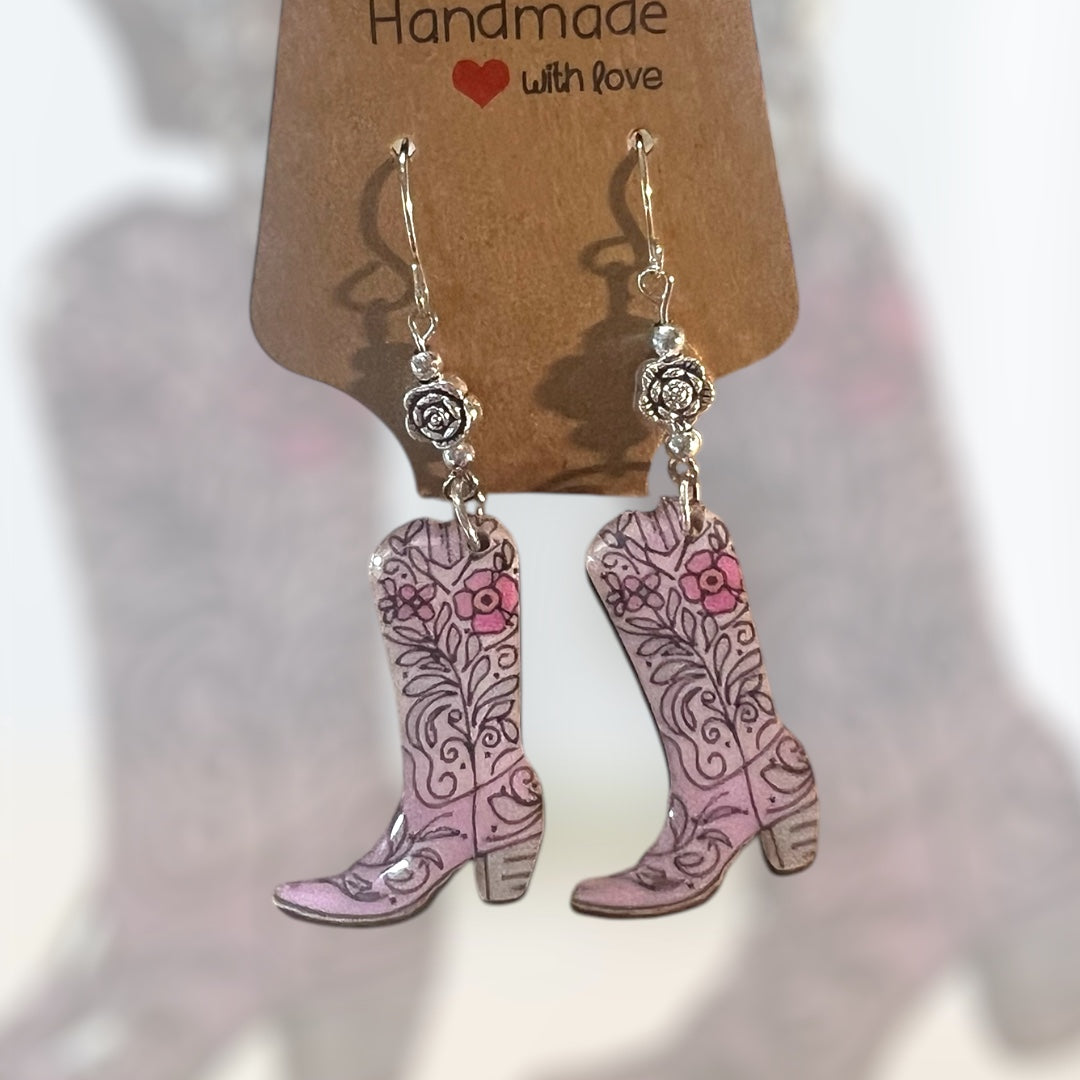 Pink Cowgirl Collection – Handmade Hat & Boot Dangle Earrings