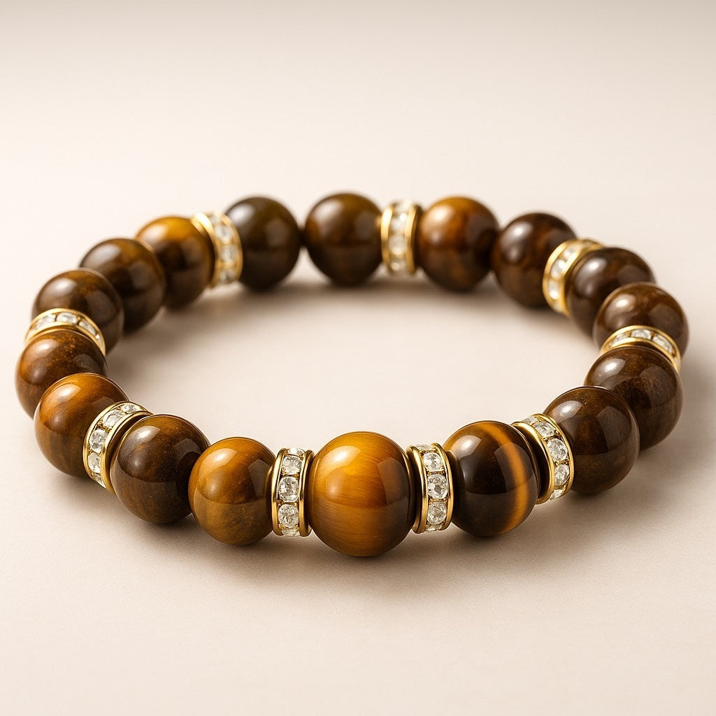 Golden Guardian Set - Tiger’s Eye Feather Earrings & Bracelet