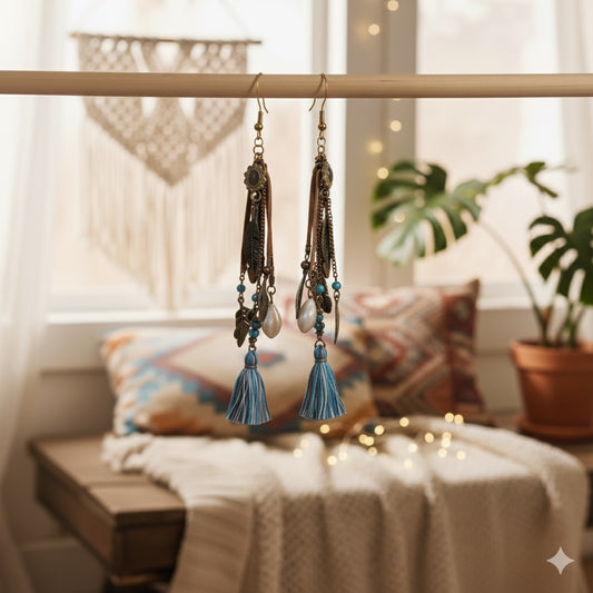 Boho Spirit Tassel Earrings – Turquoise Dreams