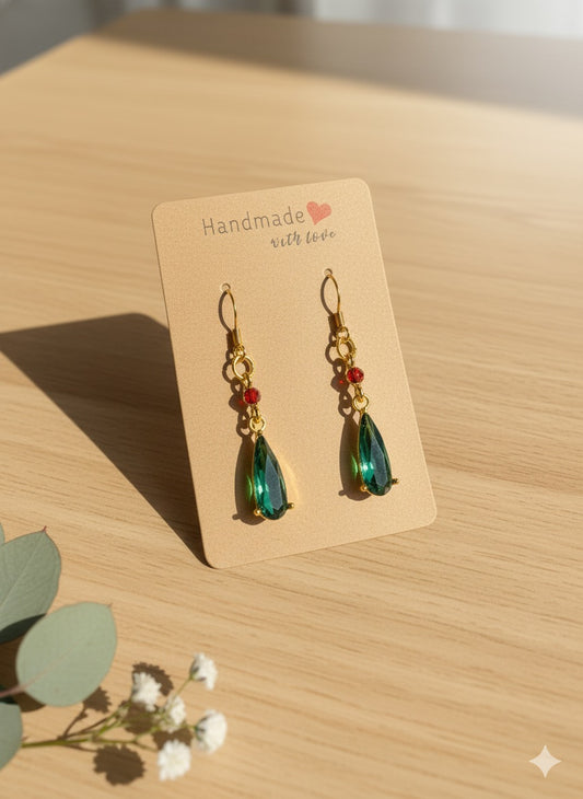 Emerald Moon Drop Earrings