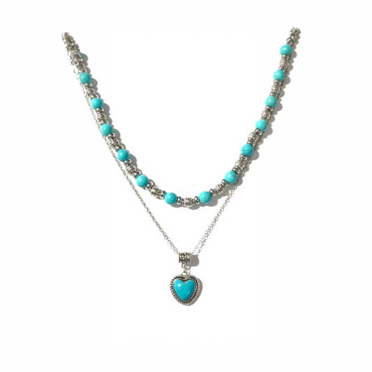 Turquoise Heart Harmony Set – Handmade Necklace & Earrings