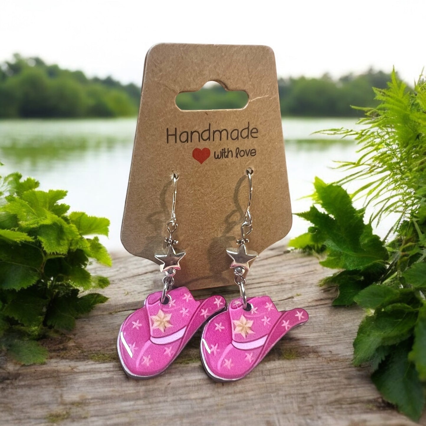 Pink Cowgirl Collection – Handmade Hat & Boot Dangle Earrings