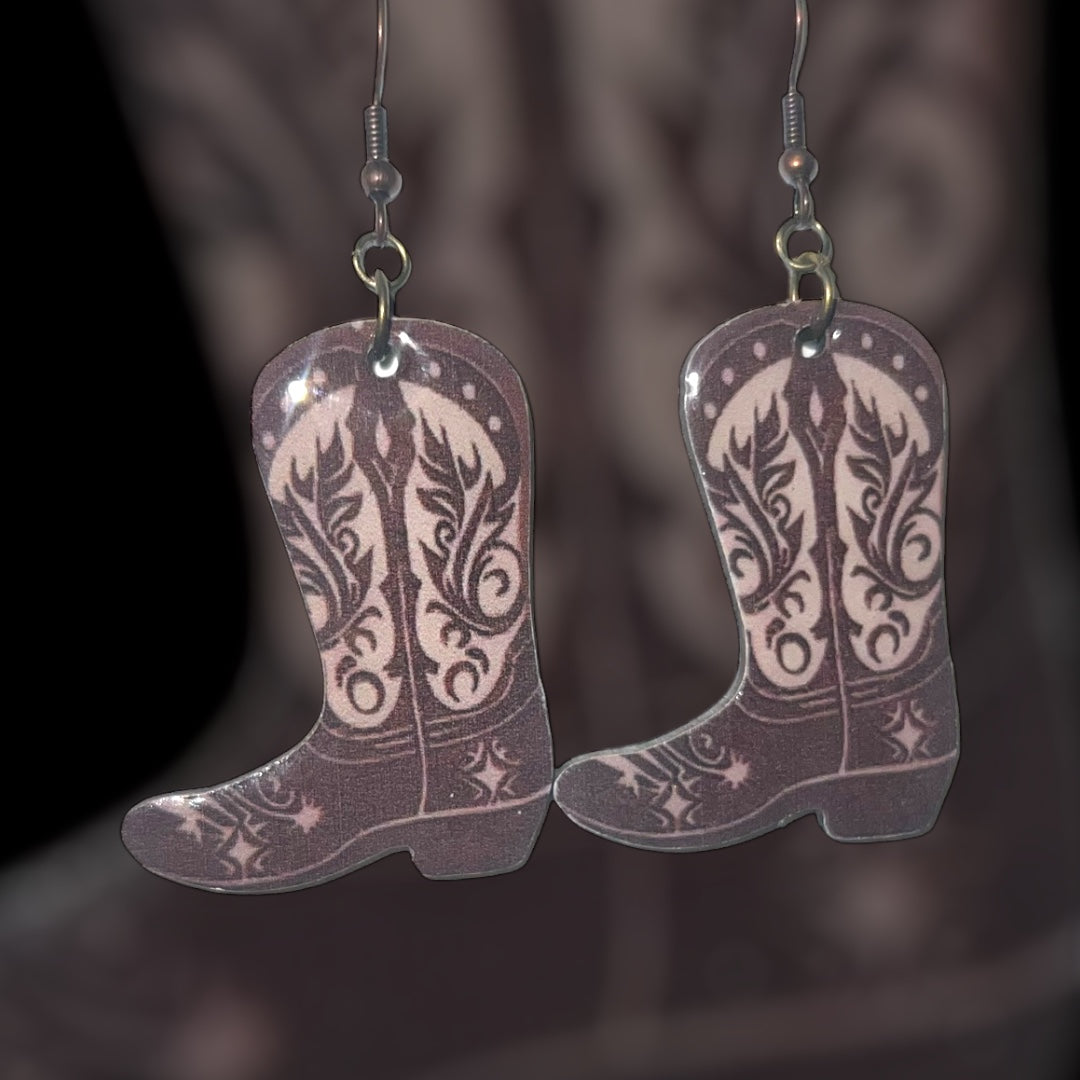 Pink Cowgirl Collection – Handmade Hat & Boot Dangle Earrings