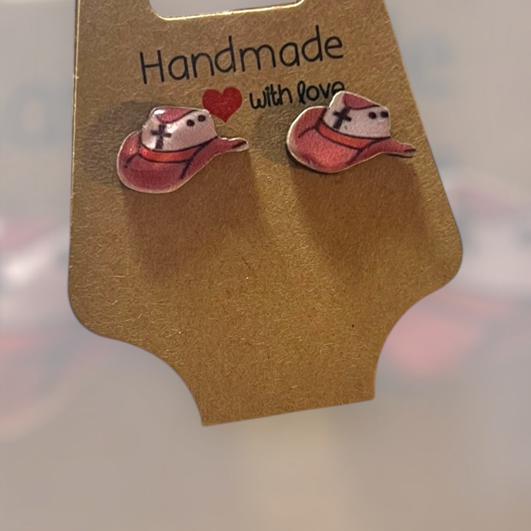 Pink Cowgirl Collection – Handmade Hat & Boot Dangle Earrings