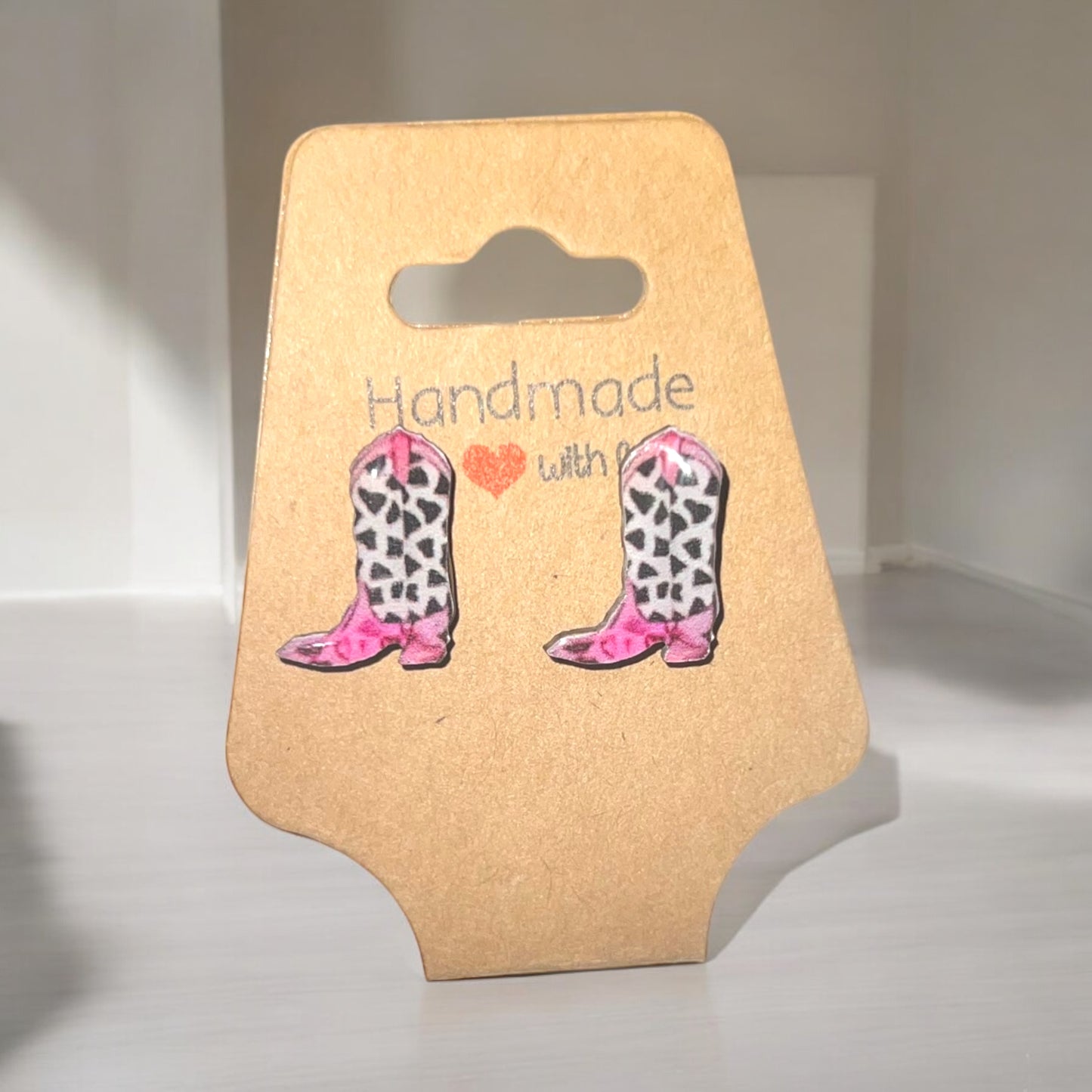 Pink Cowgirl Collection – Handmade Hat & Boot Dangle Earrings