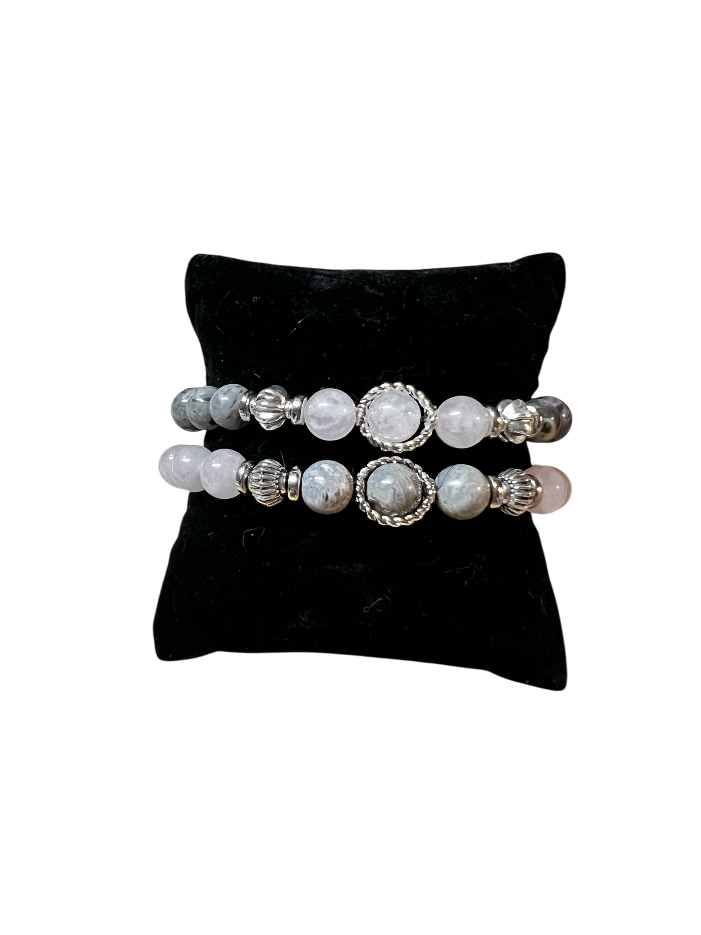 Shadow & Light Obsidian & Rose Quartz Bracelet Set