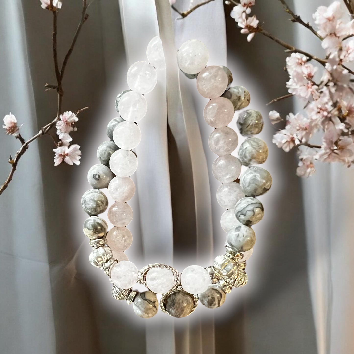 Shadow & Light Obsidian & Rose Quartz Bracelet Set
