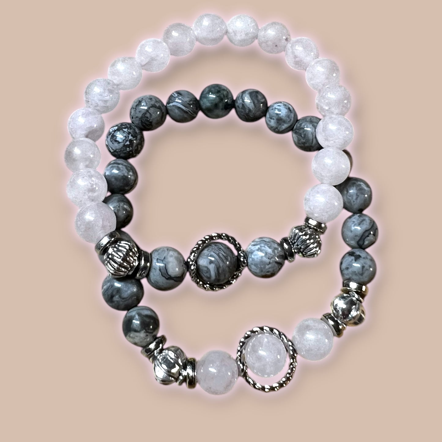 Shadow & Light Obsidian & Rose Quartz Bracelet Set