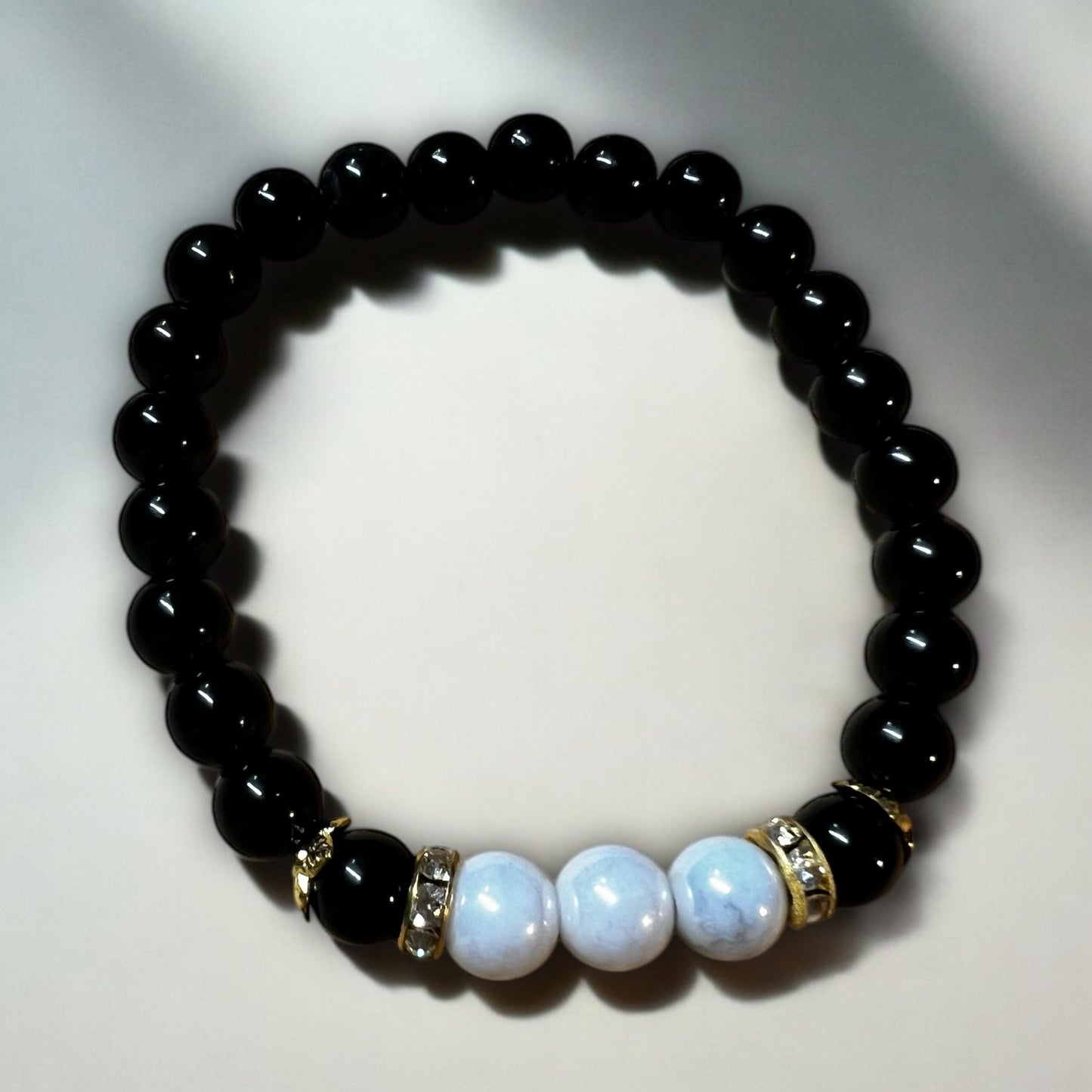 Lunar Eclipse Moonstone & Obsidian Bracelet ππβ¨