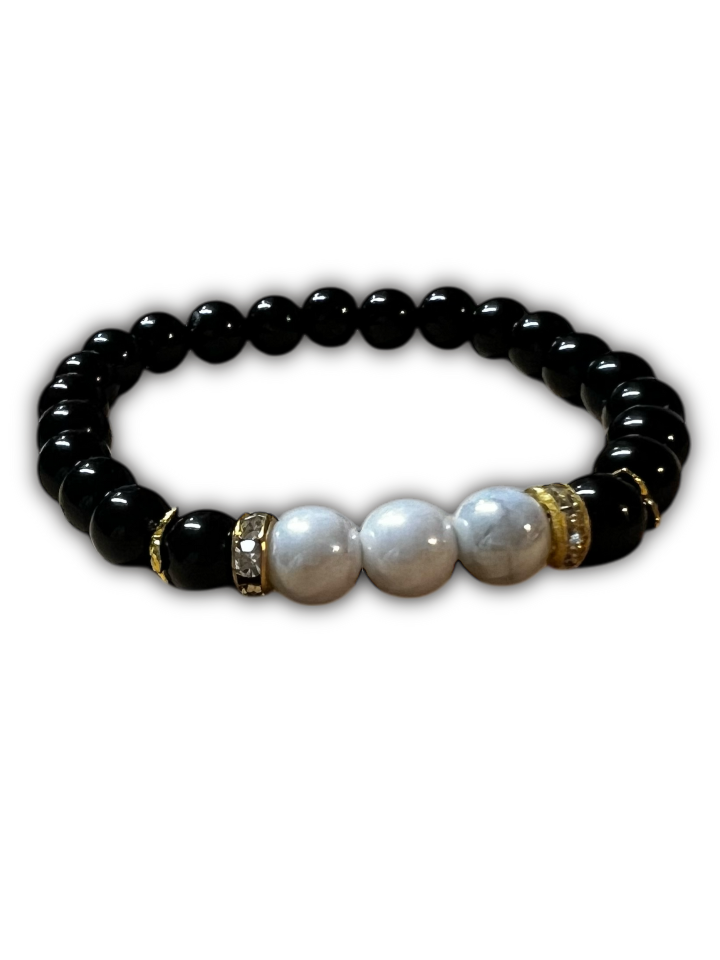 Lunar Eclipse Moonstone & Obsidian Bracelet ππβ¨