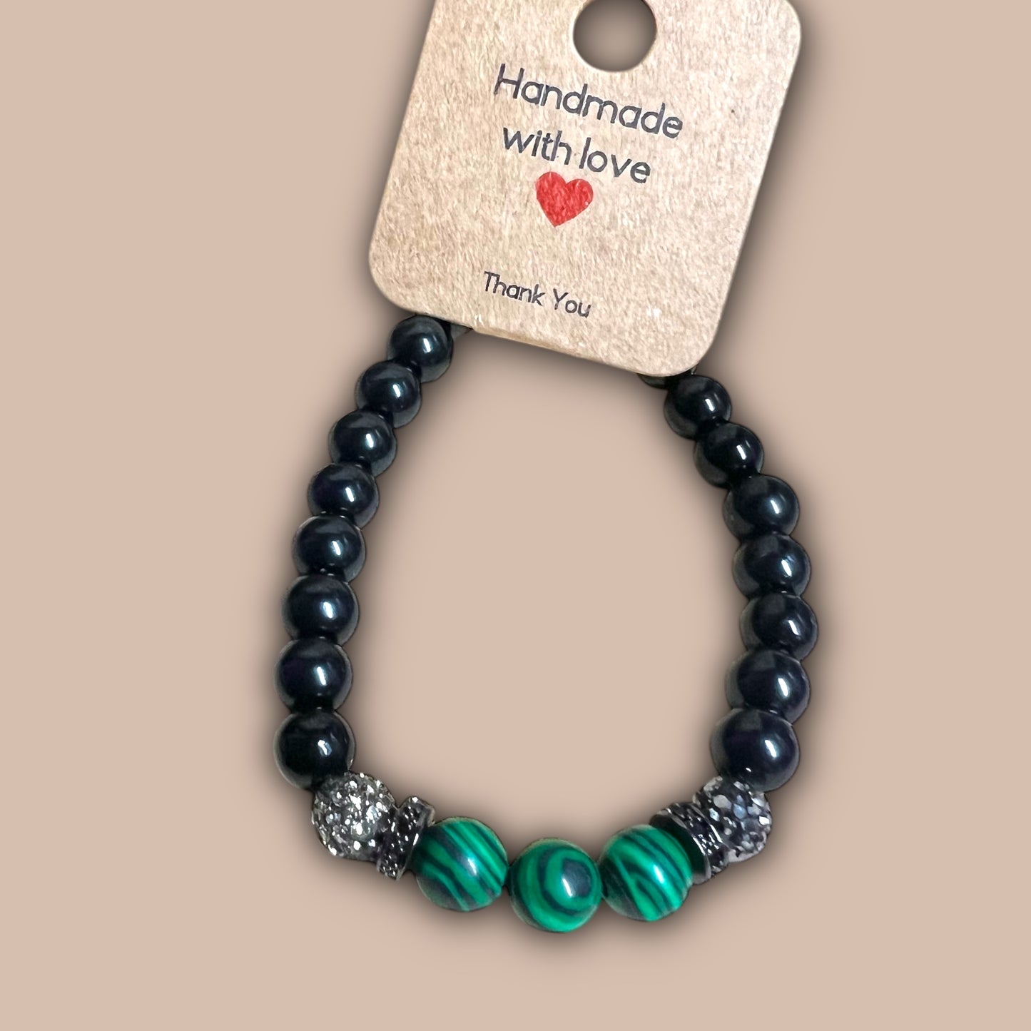 Guardian’s Shield Obsidian & Malachite Bracelet 🖤💚✨