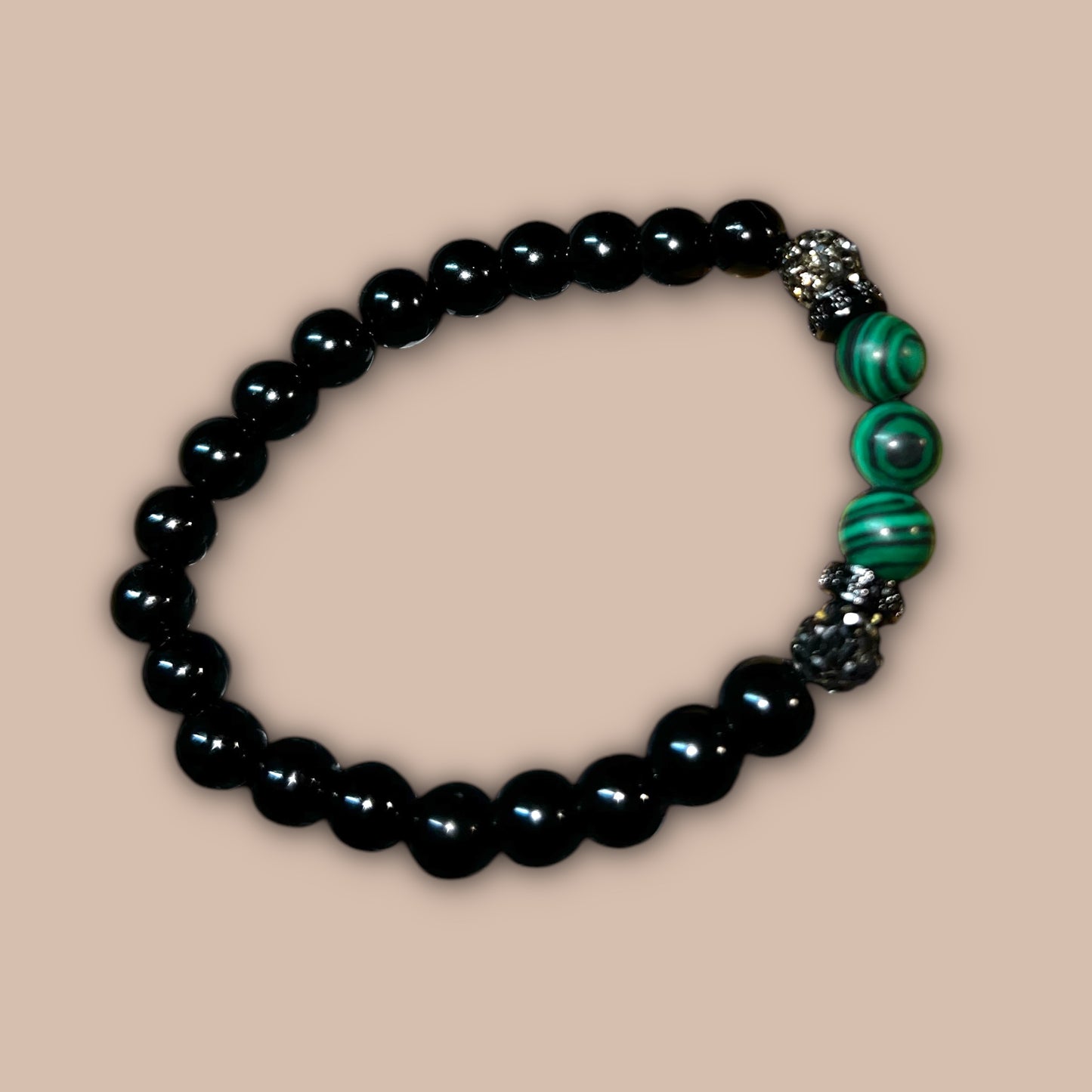 Guardian’s Shield Obsidian & Malachite Bracelet 🖤💚✨