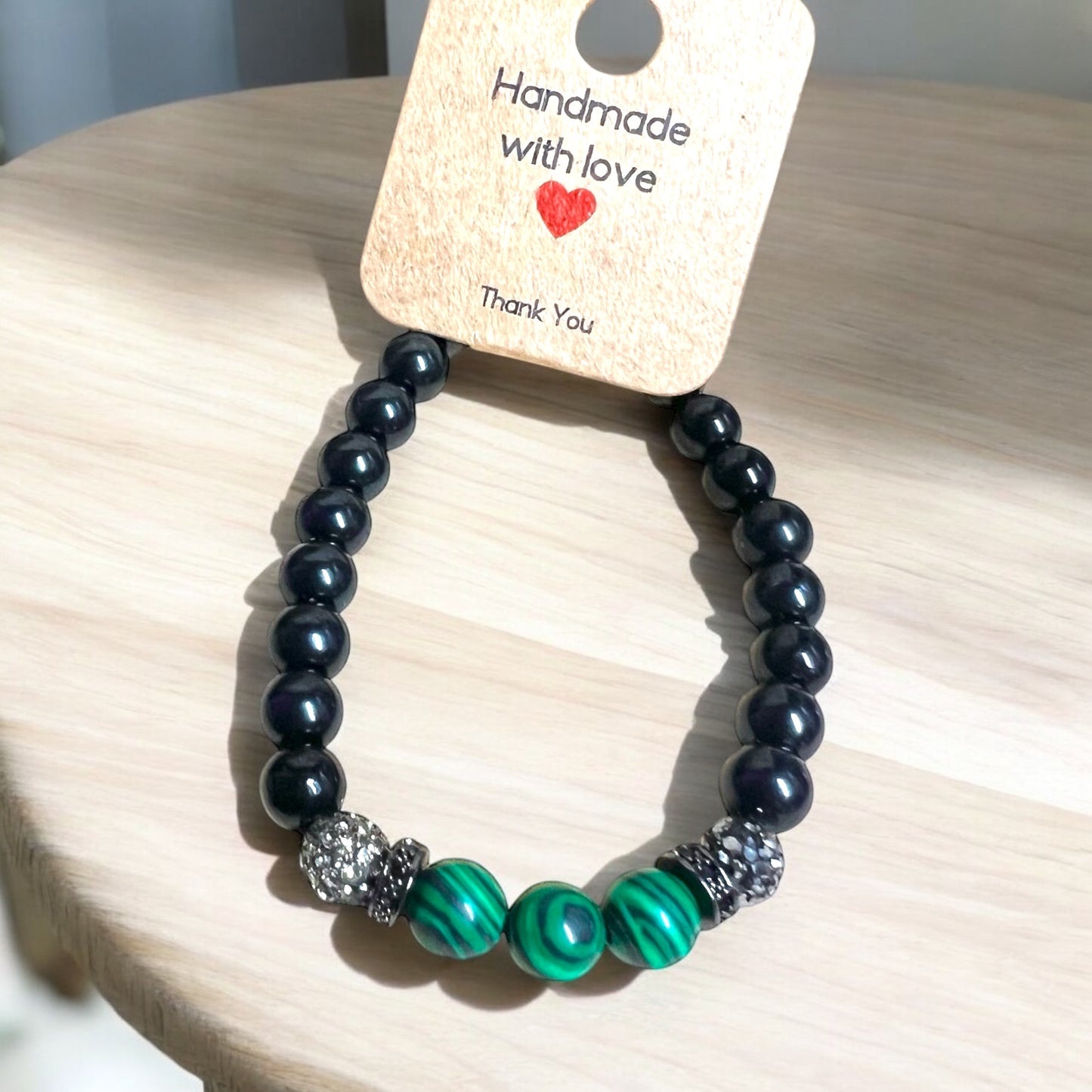 Guardian’s Shield Obsidian & Malachite Bracelet 🖤💚✨