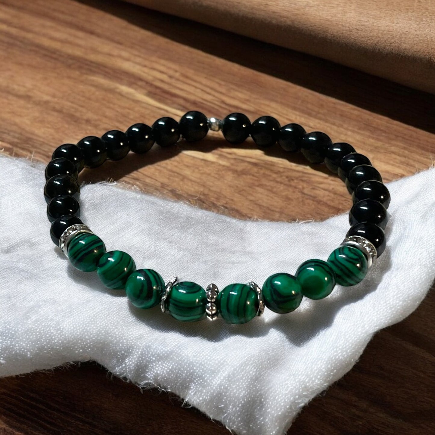 ๐ค "Grounded Growth" โ Malachite & Black Onyx Protection Bracelet