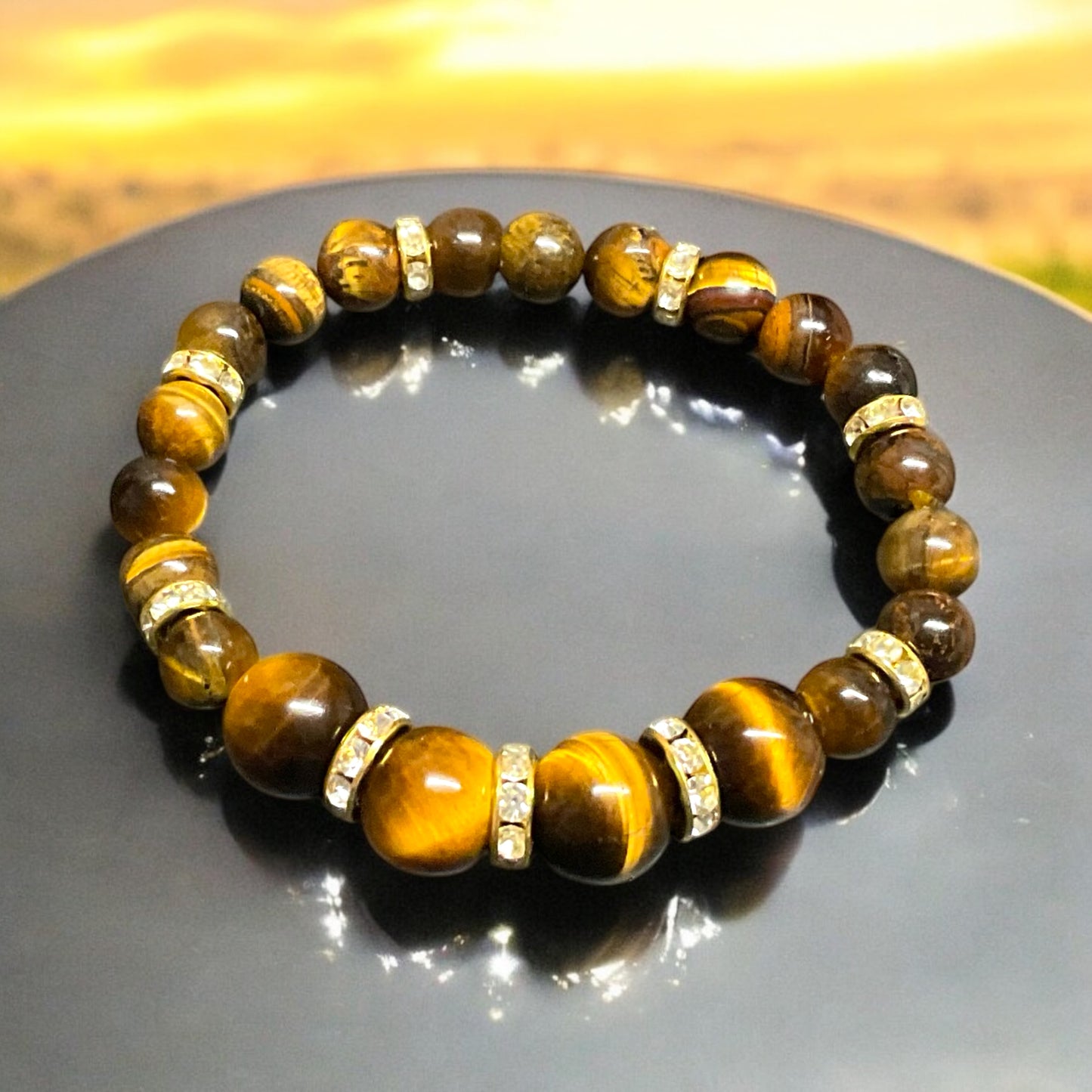 Golden Guardian Set - Tiger’s Eye Feather Earrings & Bracelet