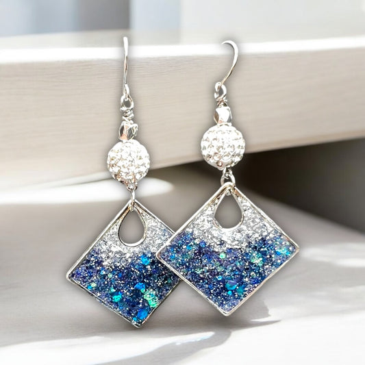 Electric Tide: Glitter Resin Earring Collection (Handmade | One-of-a-Kind | Stainless Steel Hooks)