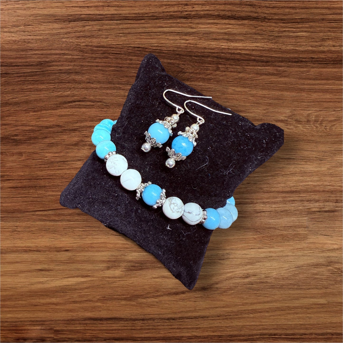 Larimar & Howlite Serenity Set β Calming Bracelet & Earrings