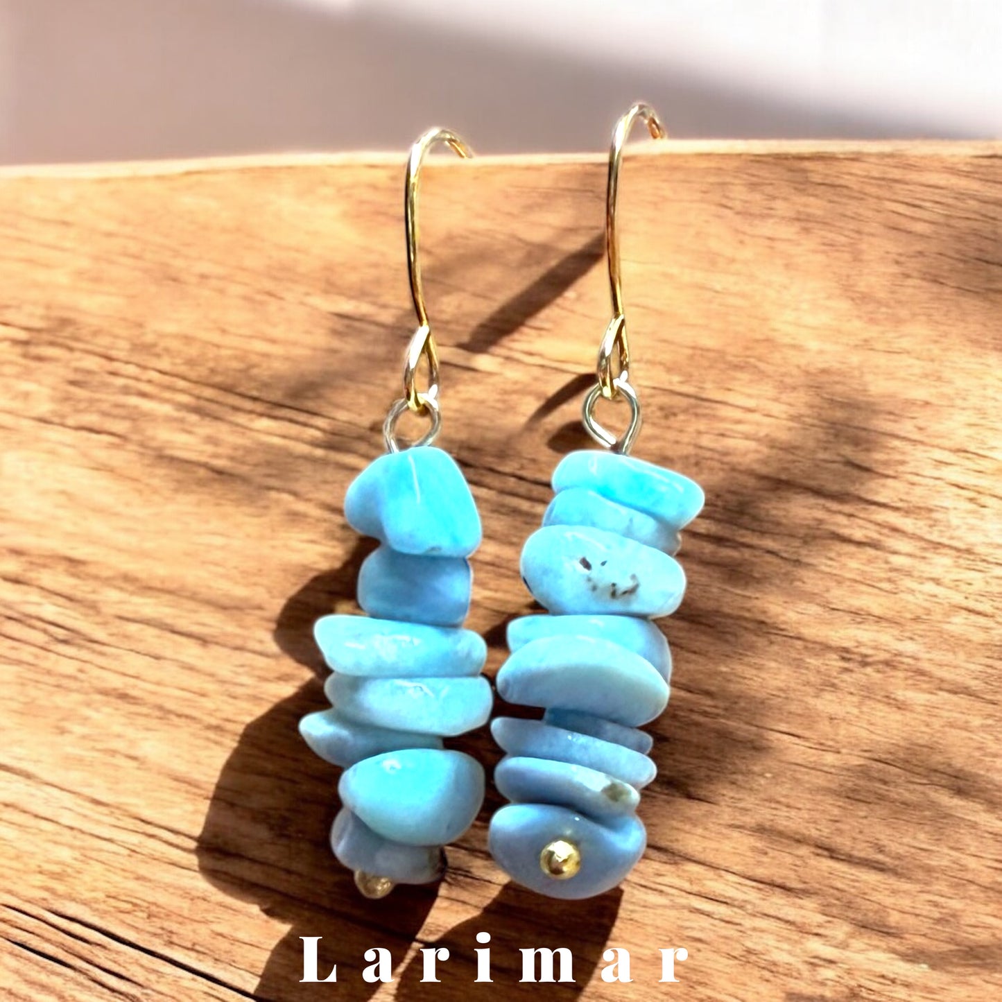 Larimar Essence Dangle Earrings | Raw Chips & Square Cut Variants | Handmade Ocean Energy