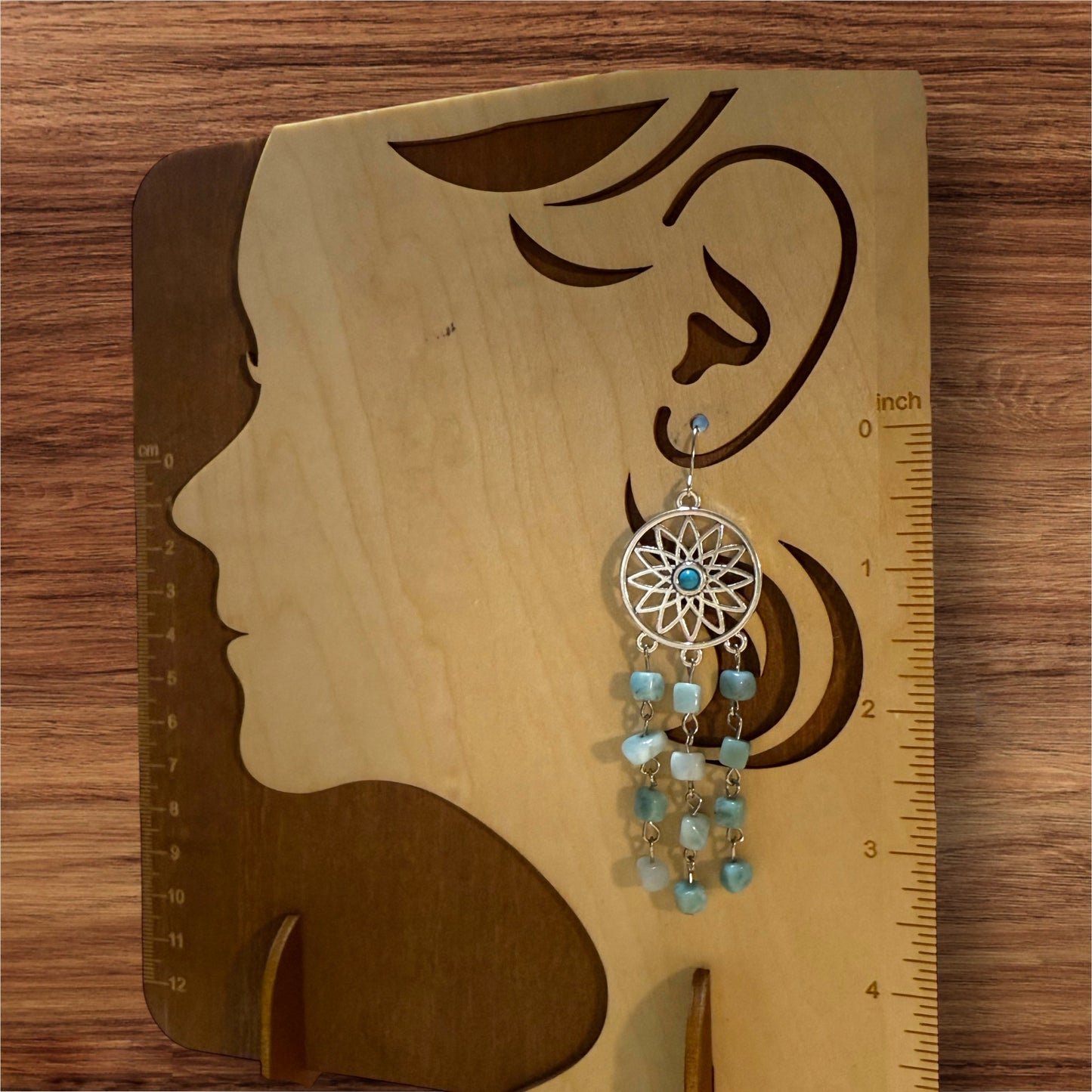 Larimar Dreamcatcher Cascade Earrings | Handmade Ocean Energy Jewelry | One of a Kind