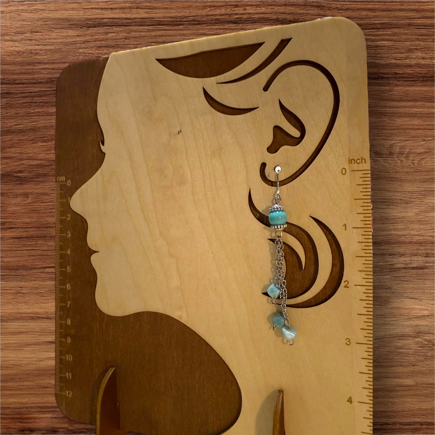 Larimar Waterfall Dangle Earrings | Caribbean Blue Gemstone | Handmade One of a Kind