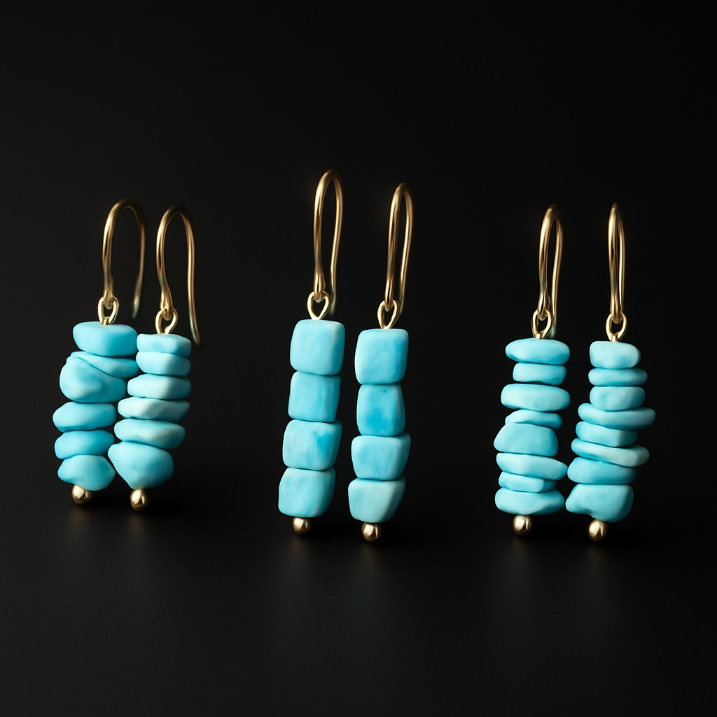 Larimar Essence Dangle Earrings | Raw Chips & Square Cut Variants | Handmade Ocean Energy