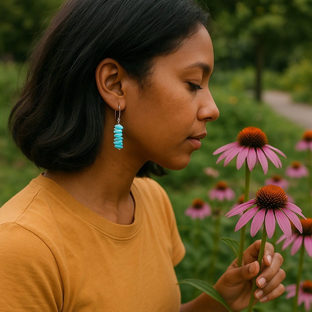 Larimar Essence Dangle Earrings | Raw Chips & Square Cut Variants | Handmade Ocean Energy
