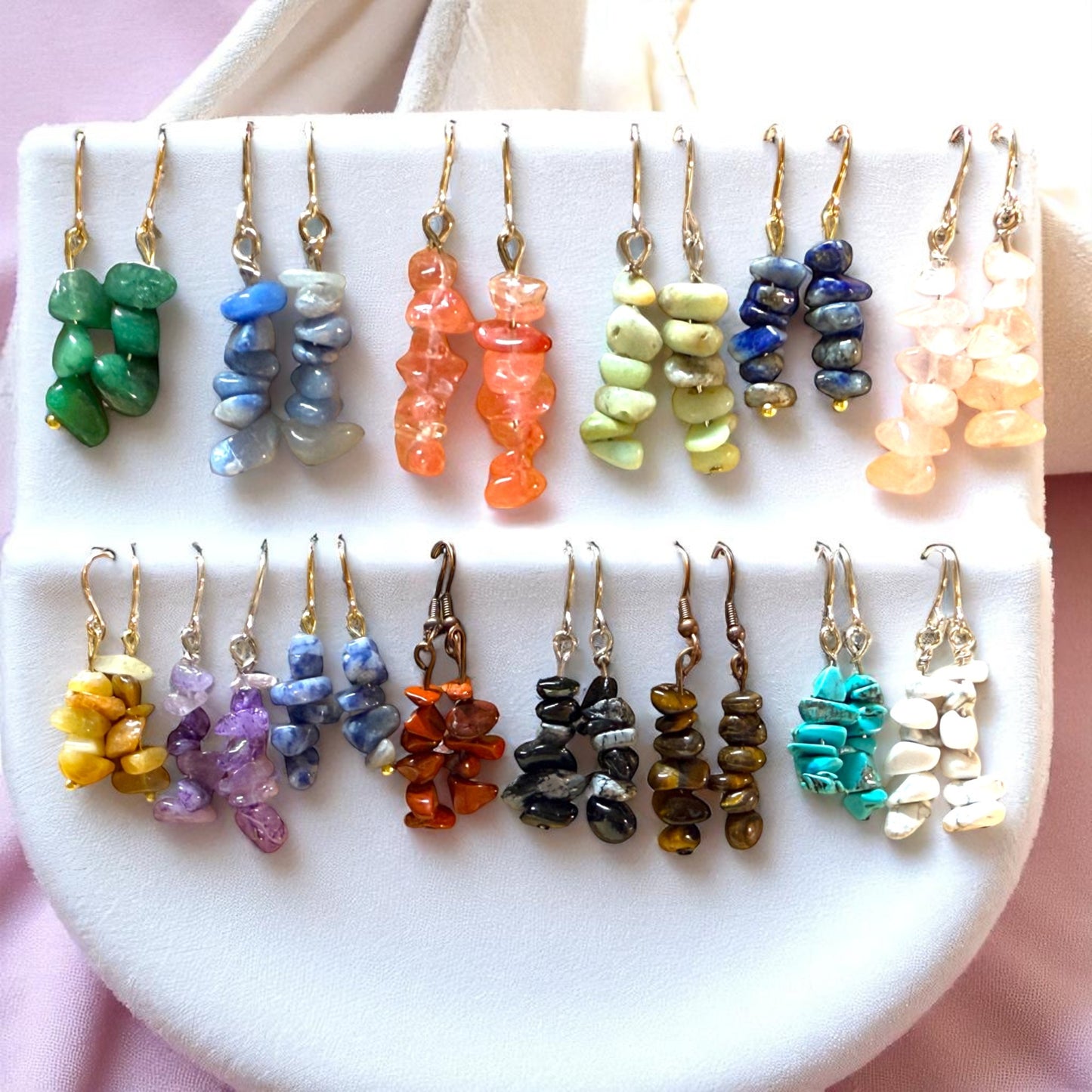 Gemstone Energy Drop Earrings | 12 Healing Stone Options | Handmade One of a Kind