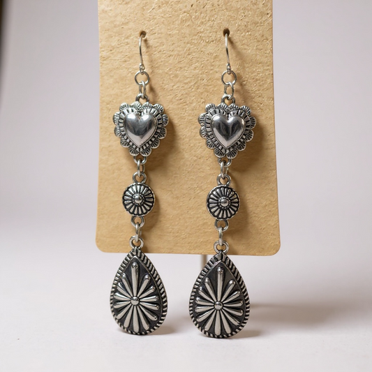 Western Heart Dangle Earrings