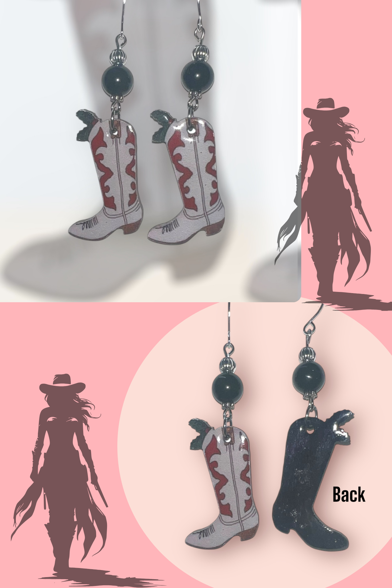 Pink Cowgirl Collection – Handmade Hat & Boot Dangle Earrings