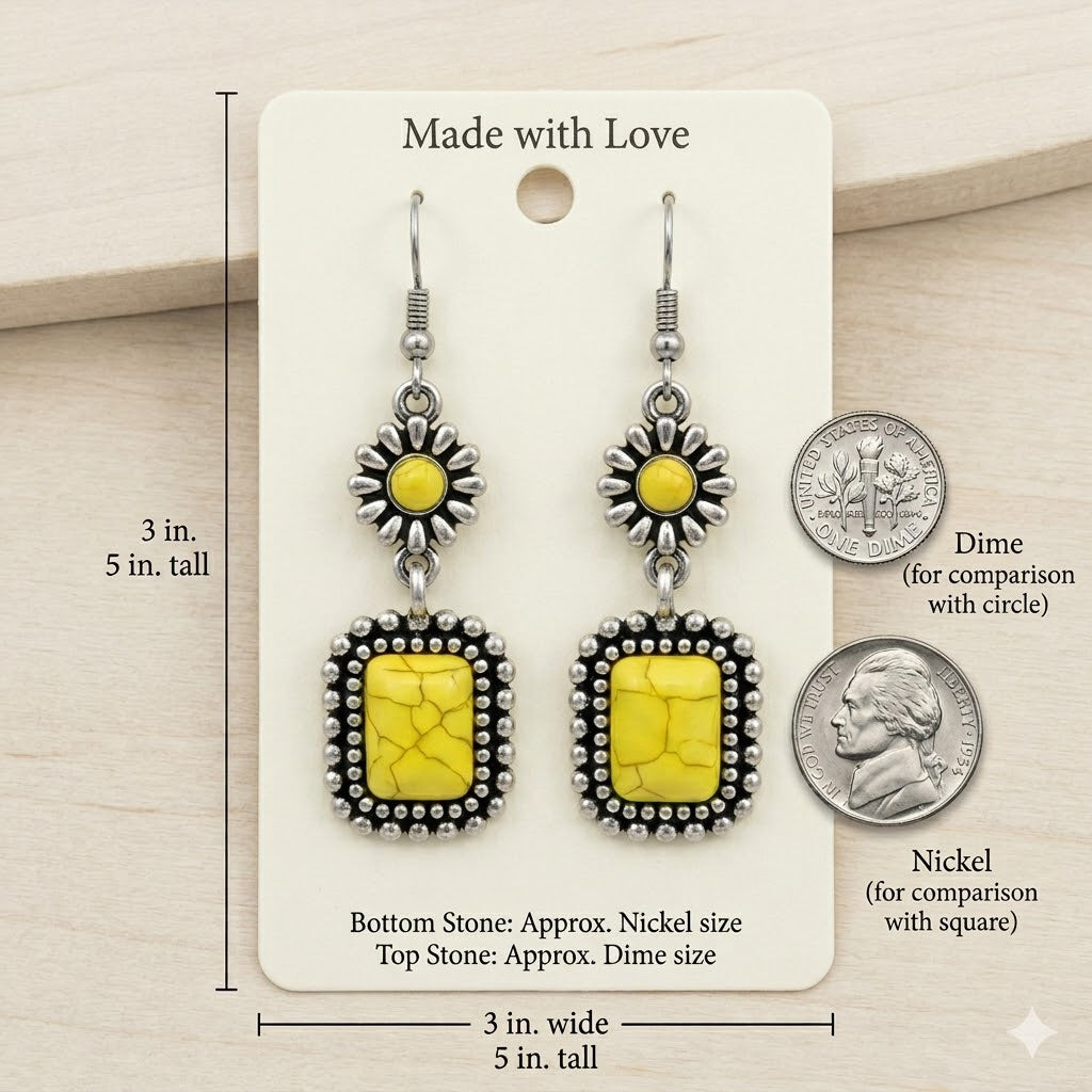 Sunflower Turquoise Earrings – Handmade Southwestern Earrings