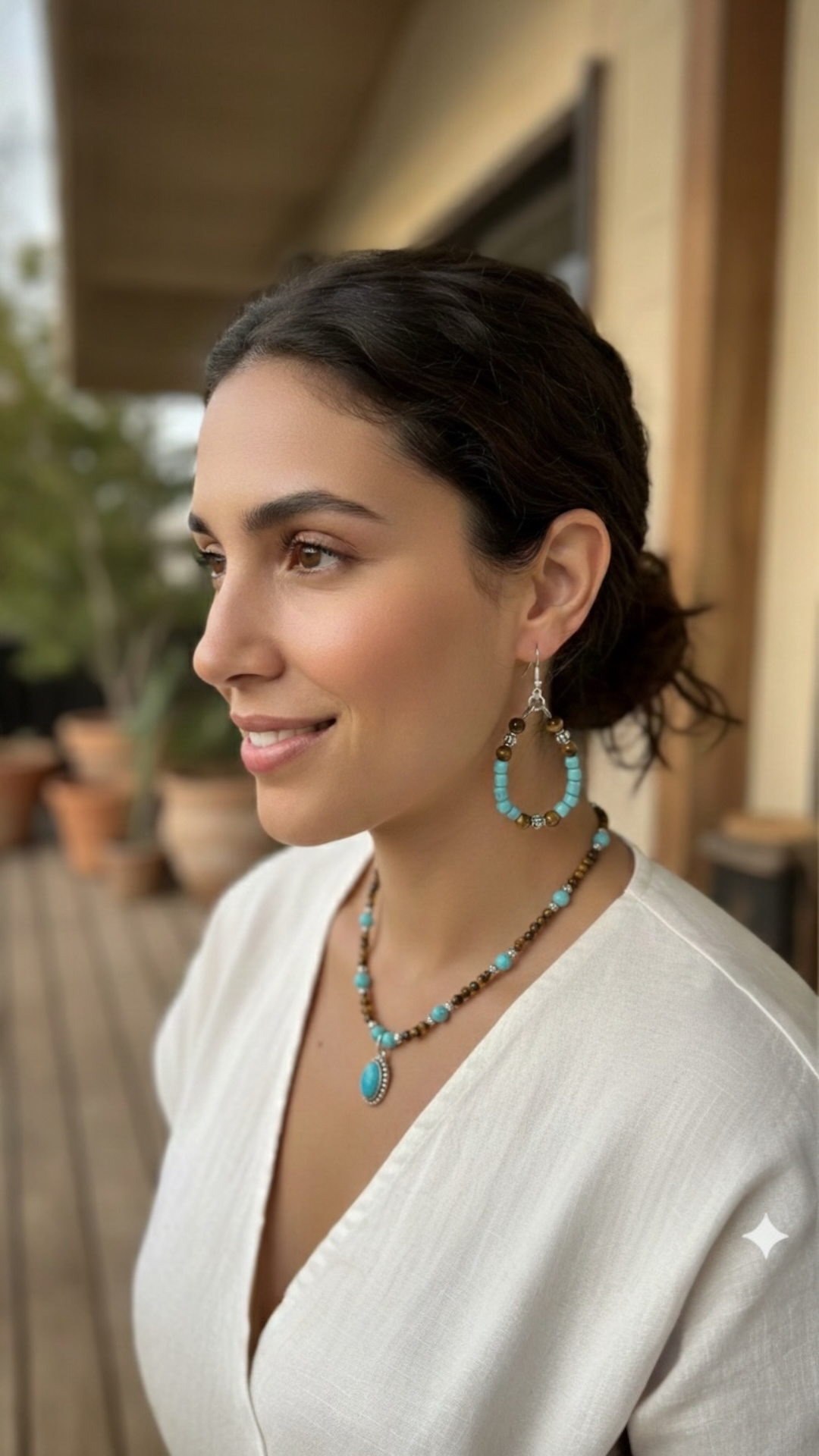 Turquoise Jewelry Set | Handmade Boho Necklace & Earrings