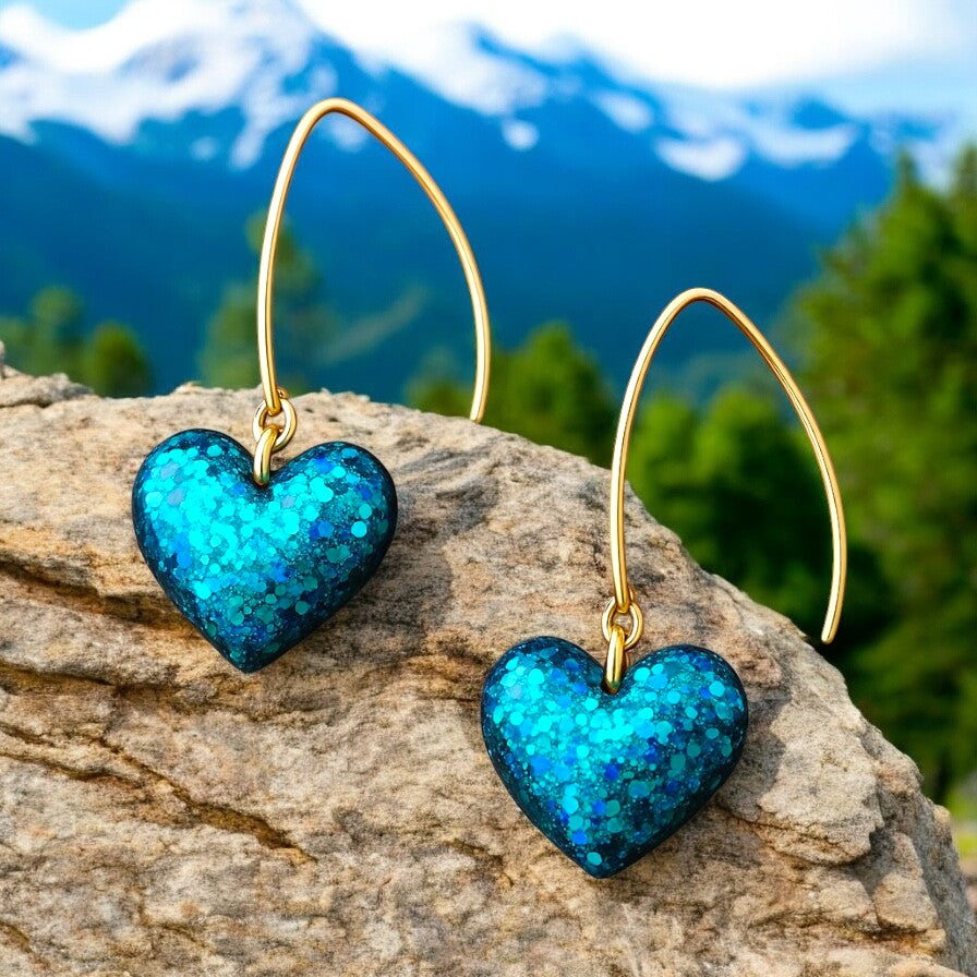 Electric Tide: Glitter Resin Earring Collection (Handmade | One-of-a-Kind | Stainless Steel Hooks)