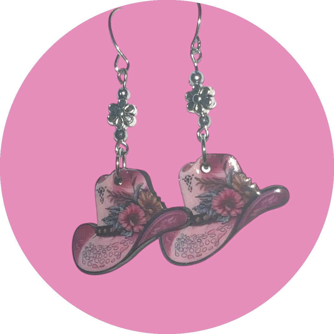 Pink Cowgirl Collection – Handmade Hat & Boot Dangle Earrings