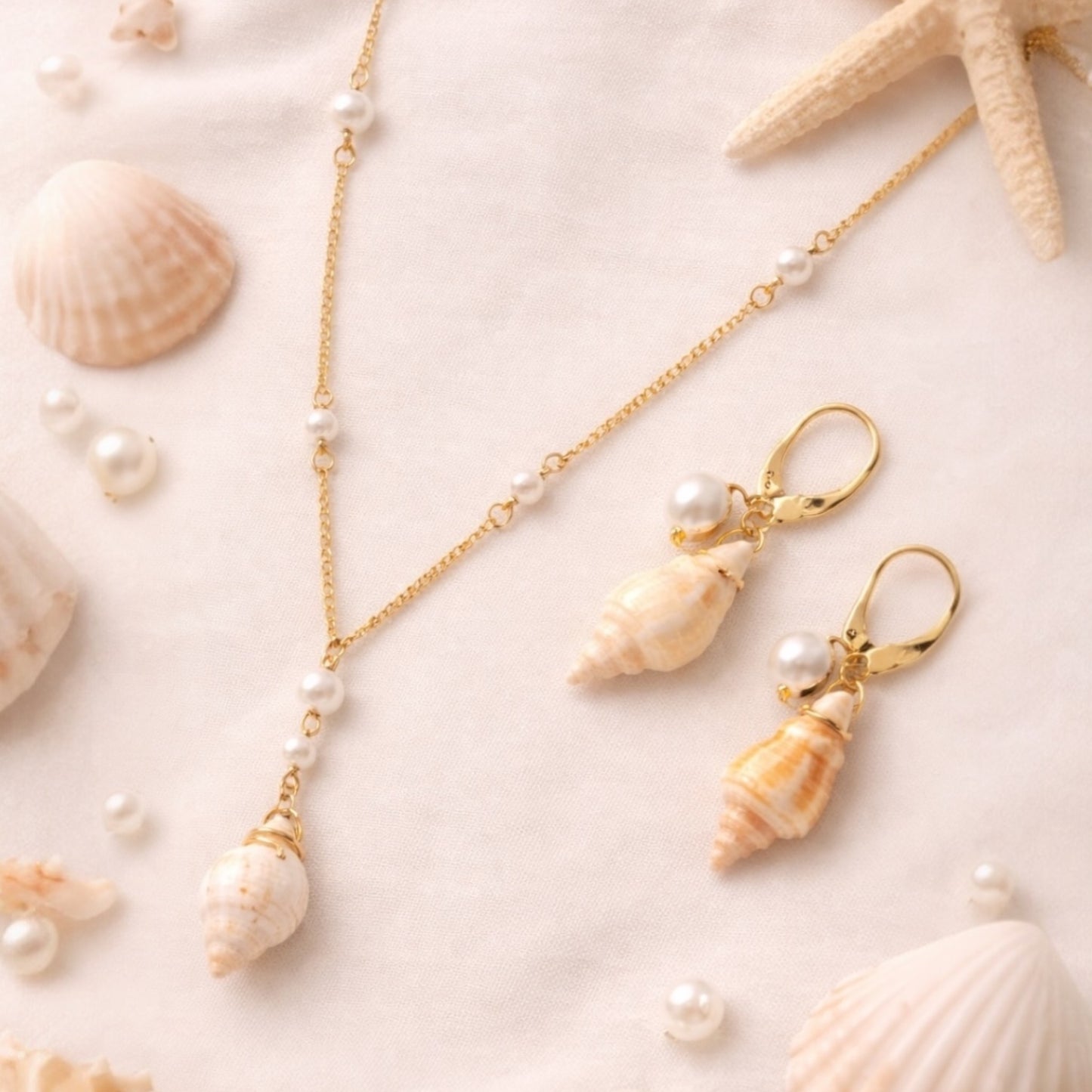 Conch Shell & Pearl Shell Jewelry Set