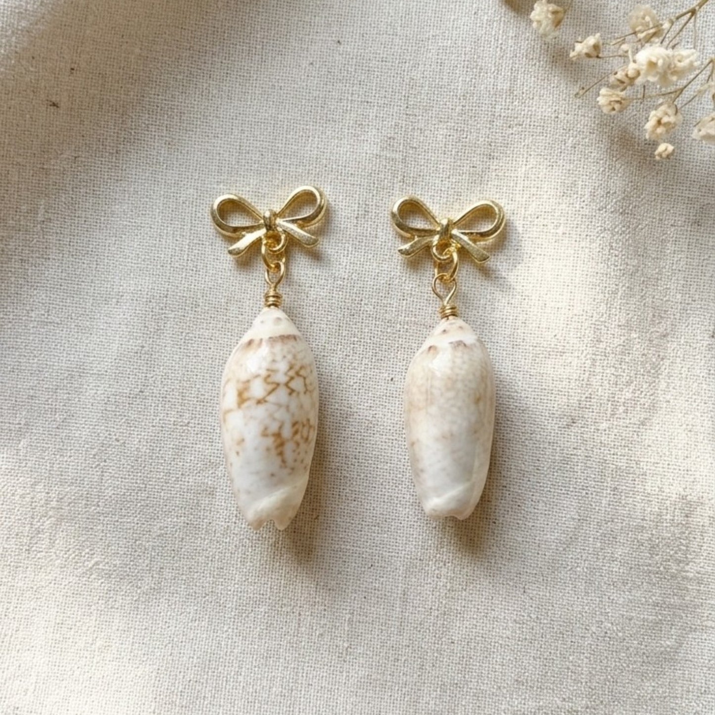 Coastal Cowrie Bow Earrings