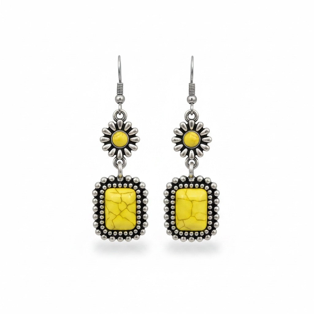 Sunflower Turquoise Earrings – Handmade Southwestern Earrings