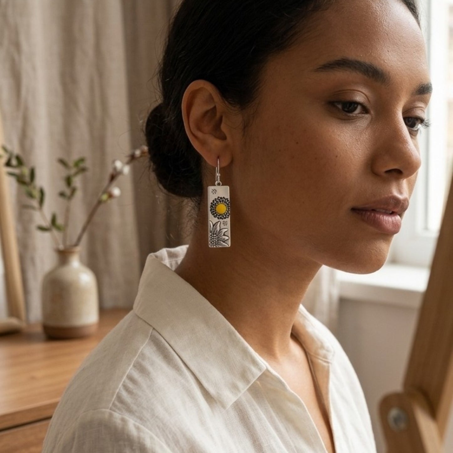 Sunflower Turquoise Earrings – Handmade Southwestern Earrings