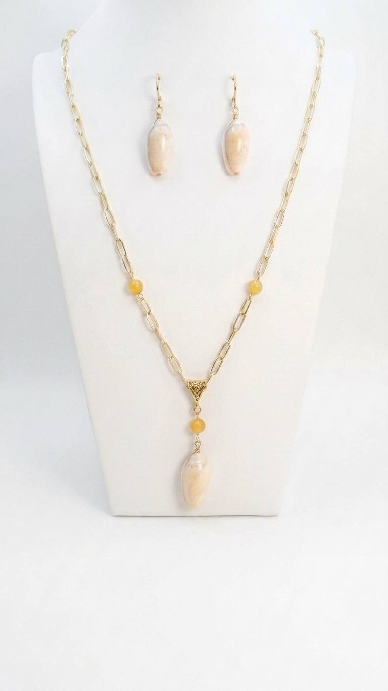 Coastal 3-Piece Olive Shell Necklace, Bracelet & Earrings
