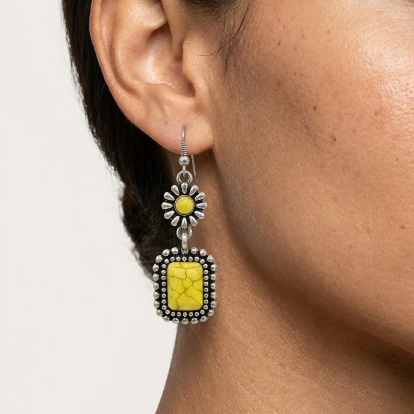 Sunflower Turquoise Earrings – Handmade Southwestern Earrings