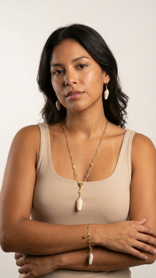Coastal 3-Piece Olive Shell Necklace, Bracelet & Earrings