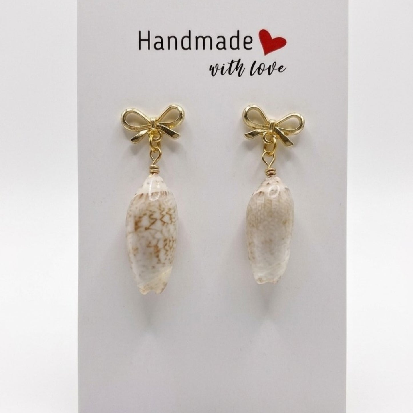 Coastal Cowrie Bow Earrings