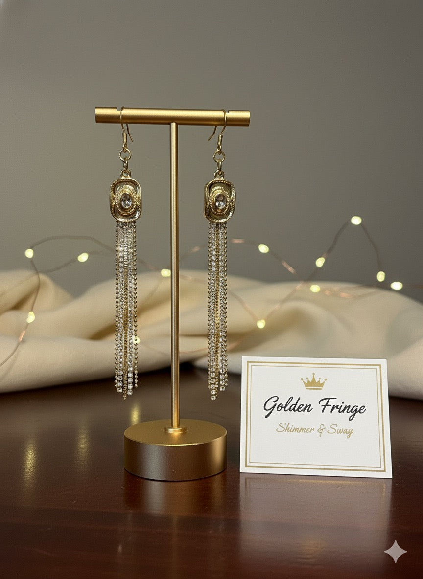 Golden Hour Rhinestone Tassel Earrings