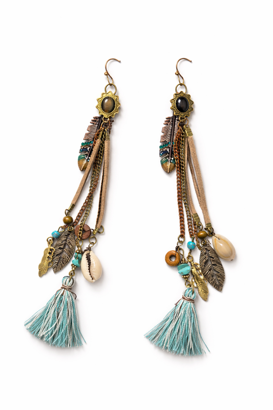 Boho Spirit Tassel Earrings – Turquoise Dreams