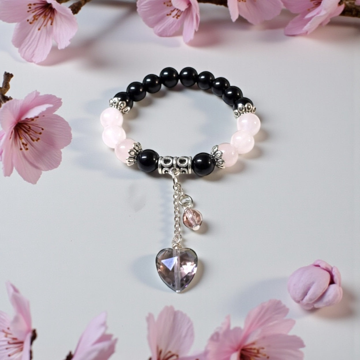 Midnight Blush Heart Bracelet