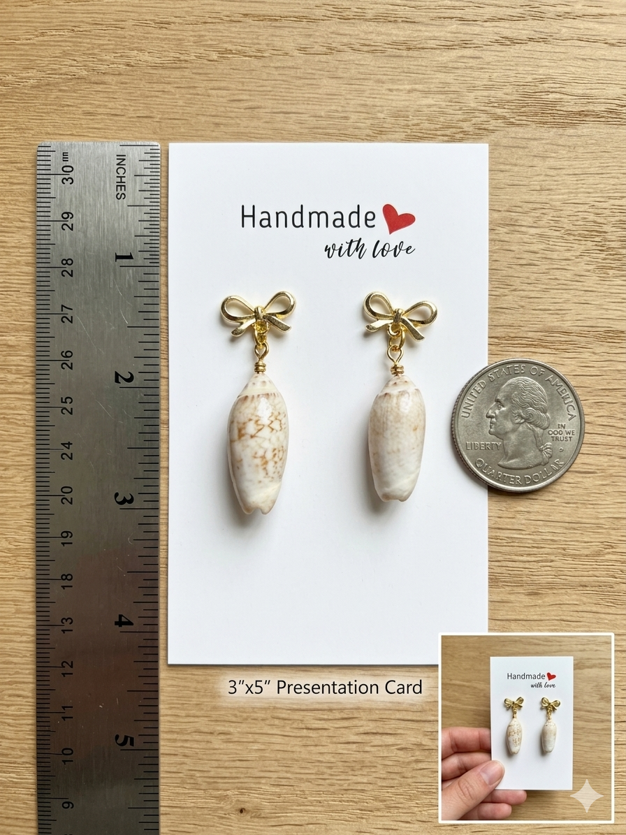 Coastal Cowrie Bow Earrings